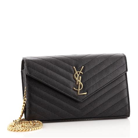 ysl medium matelassé leather wallet-on-chain|Saint Laurent Medium Monogram Matelassé Leather Wallet.